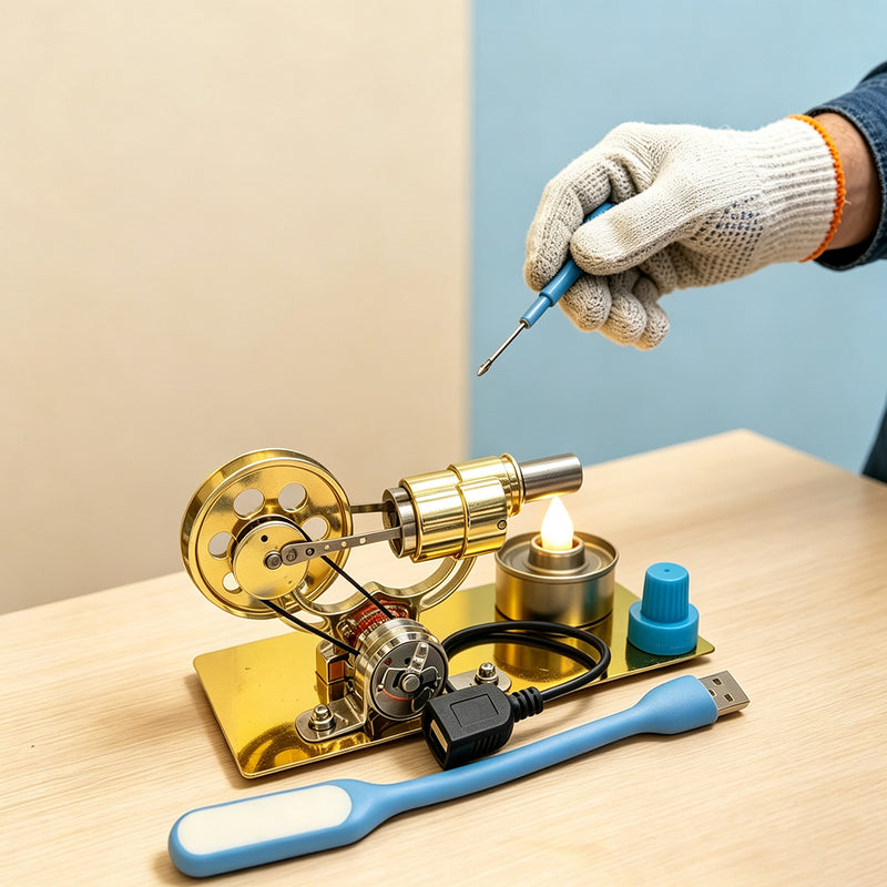 diy stirling engine model kit stem educational toy with usb night light