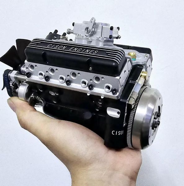 CISON Small-block 44CC 1/6 Scale Water-Cooled OHV 4-Stroke V8 Gas Engine Internal Combustion Engine - Build Your Own V8 Engine that Works - EngineDIY