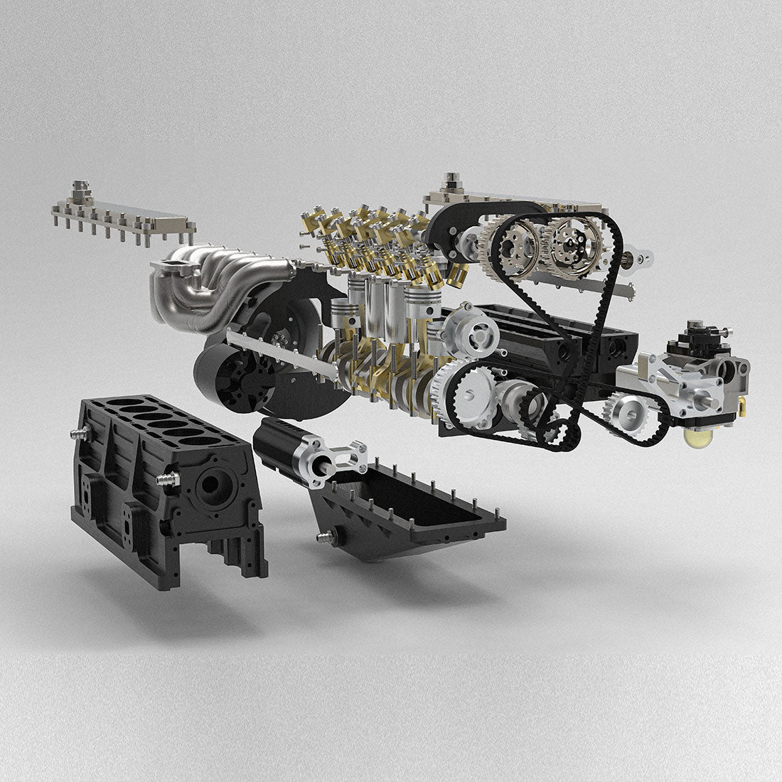 ENJOMOR GS-L6 1/5 Scale 28CC Inline 6-Cylinder DOHC 4-Stroke Water-Cooled Gasoline IC Engine Model - EngineDIY
