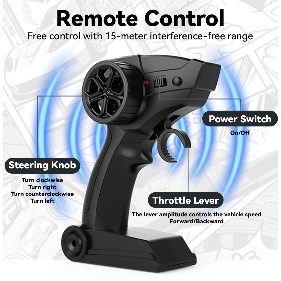 1/64 scale 2.4g 4ch 4wd half-proportional steering rc drift car with realistic brake calipers