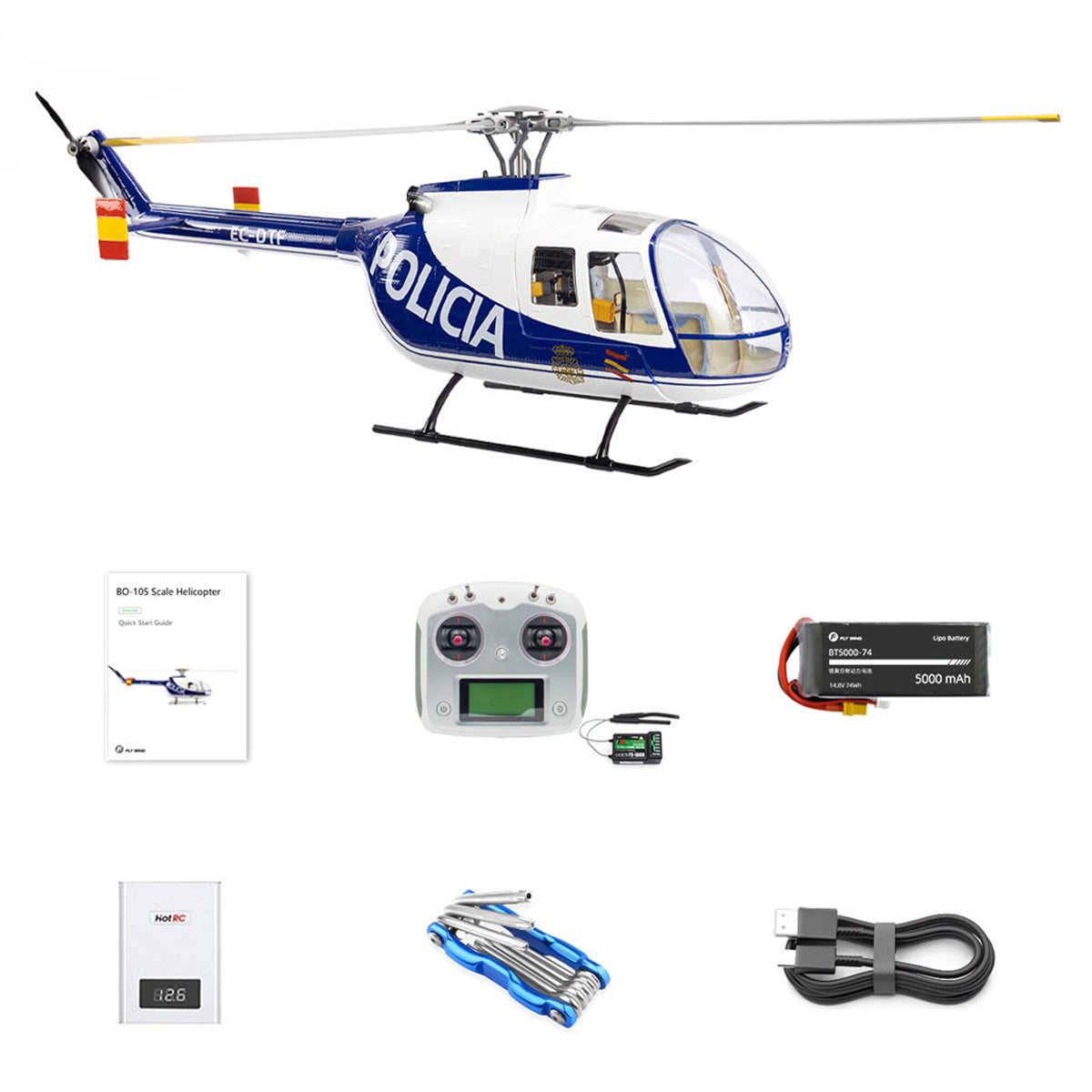 FLYWING BO105 470 Size 2.4G 6CH Military RC Helicopter With H1 Flight Controller,GPS and Adjustable Left/Right-Handed Controls
