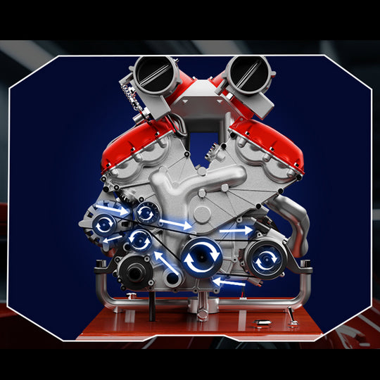 V12 Engine Model Kit that Works - Build Your Own V12 Engine - TECHING 1/4 Supercar V12 Engine Model Kit with Synchronized Throttle Sound Effects 800+PCS