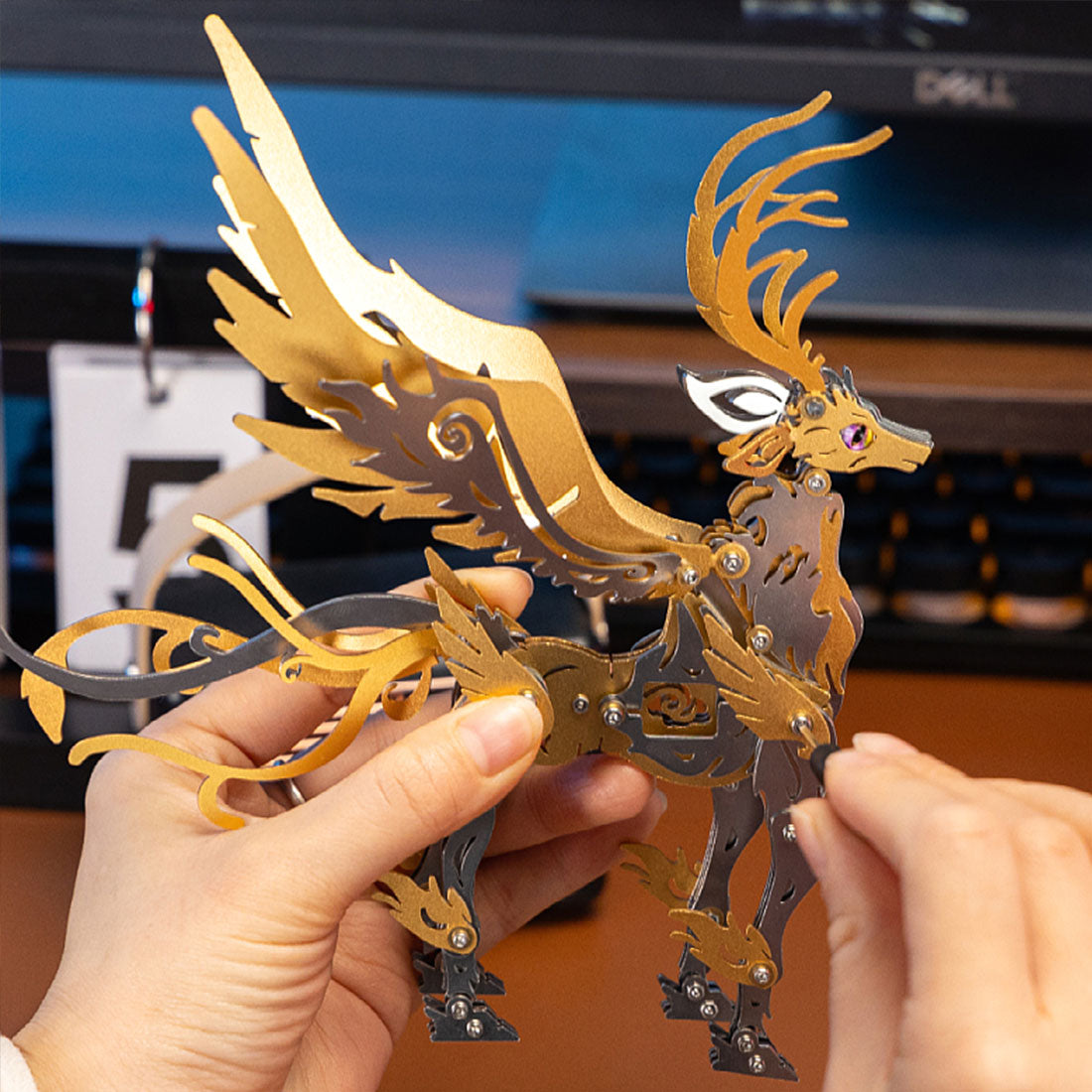 3d metal mechanical deer diy assembly model kit, futuristic desktop for adults and collectors
