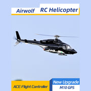 flywing bell 222 airwolf 2.4g 6ch 470-class rc military helicopter model with retractable landing gear, ace flight controller, gps positioning & m1 and m2 stick-mode (rtf)