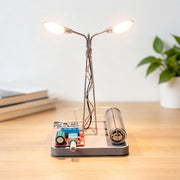 diy metal wire dual-head street lamp kit with wooden base