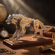 3D Metal Puzzle Mechanical Wolf Kit-Steampunk Creature Model with Movable Joints, Desktop Display Collectible Mechanical Figure - EngineDIY