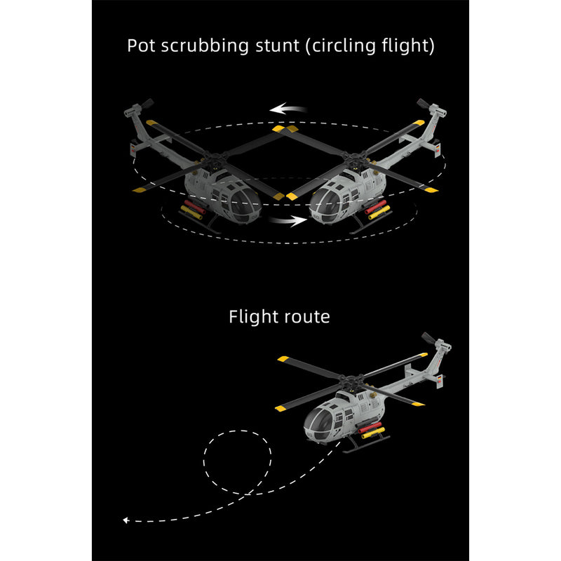 rc era c186s bo105 1/48 scale 2.4g 6ch single-rotor flybarless realistic intelligent rc helicopter model with barometric altitude hold, optical flow positioning, one-key tol & missile mounting rack (rtf)