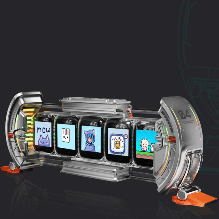 cyberpunk nixie tube clock - diy screen with neon lighting effects, customizable digital desk decor, unique tech gift