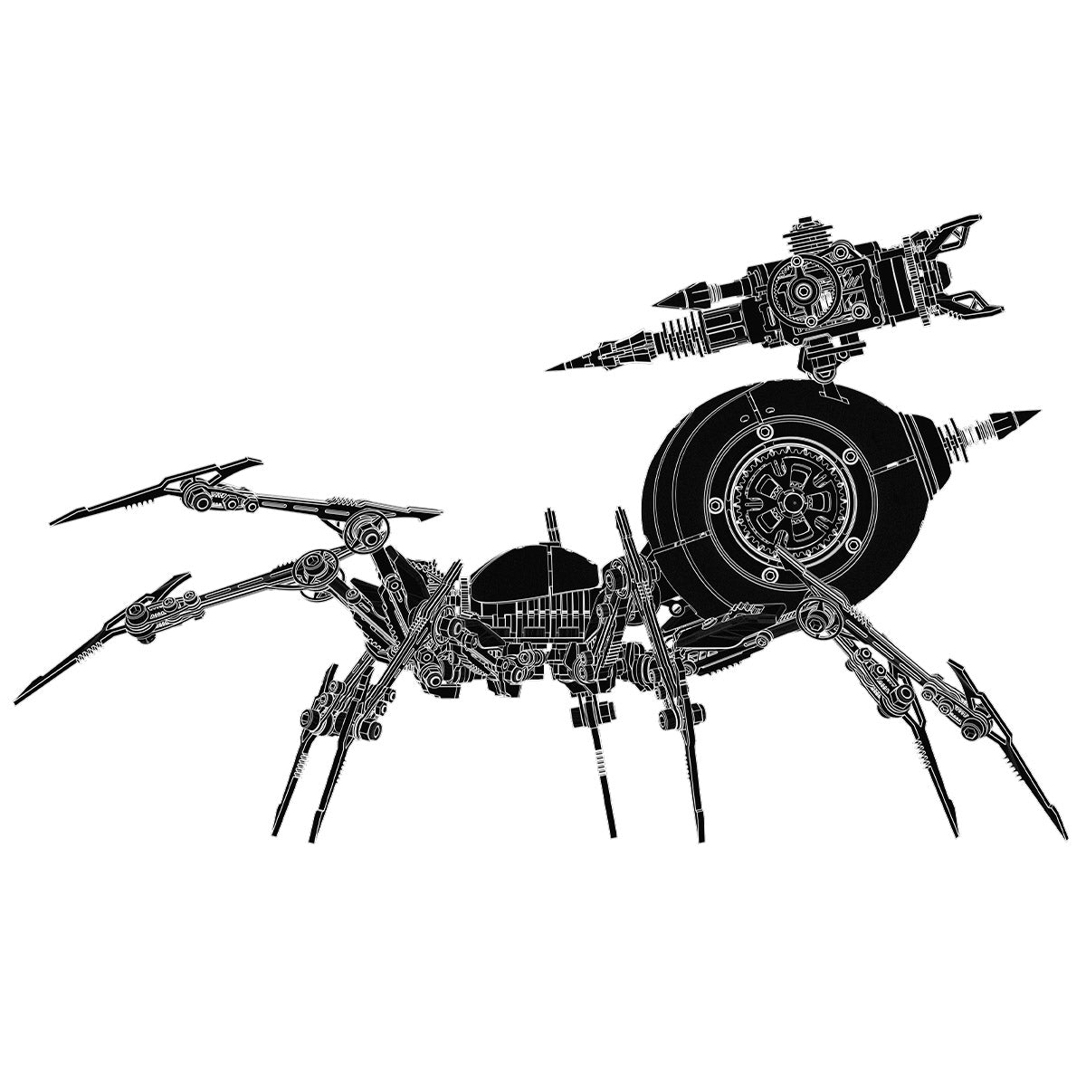 steampunk mechanical war spider 3d assembly model kit – build your own industrial arachnid artillery