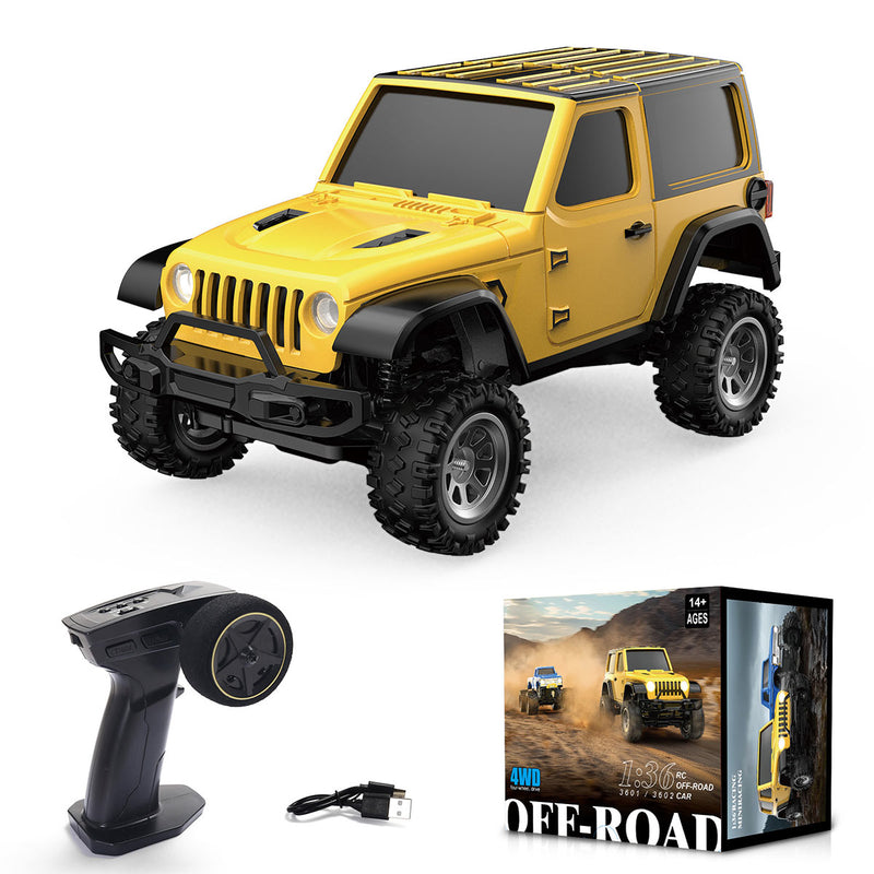1/36 scale 2.4g 4wd proportional rc off-road car – led lights, long battery life