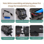 electric rc christmas train set model with carriage and long track - gift for boys and girls