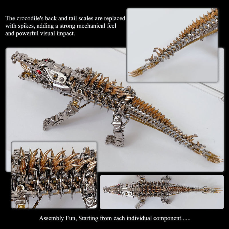 3D Metal Sleeping Crocodile DIY Metal Puzzle Model Kit Mechanical Assembly Crafts 1500+PCS - EngineDIY