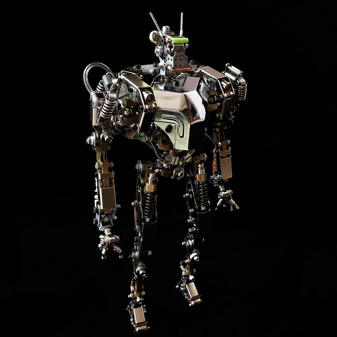 Modèle 3D de machine de guerre robotique du futur en métal Humanoid-1 avec articulations et lumières
