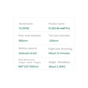 FLISHRC Airwolf Pro FL500 500-Class 6CH Scale RC Helicopter with L7 Flight Controller & 4-Mode GPS, 2.4GHz RTF - EngineDIY