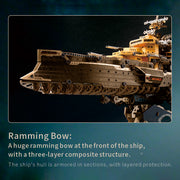 3d wooden mechanical space battleship model kit, vintage industrial style collectible display (912pcs)