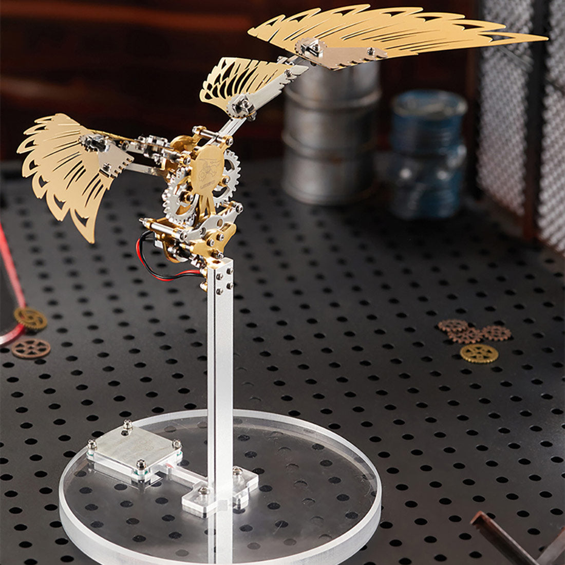 flaming shadow 3d metal mechanical ornithopter assembly model kit with mechanical transmission