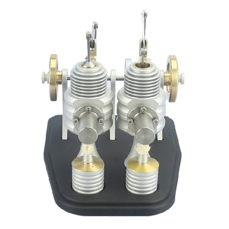 All Metal Beam Heat Engine Twin-Cylinder Stirling External Combustion Engine Gifts for Machine Enthusiasts(Kit Version) - EngineDIY