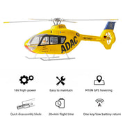 flywing ec135 470 class rc helicopter detachable propellers adac 6ch 2.4g with h1 flight controller & gps