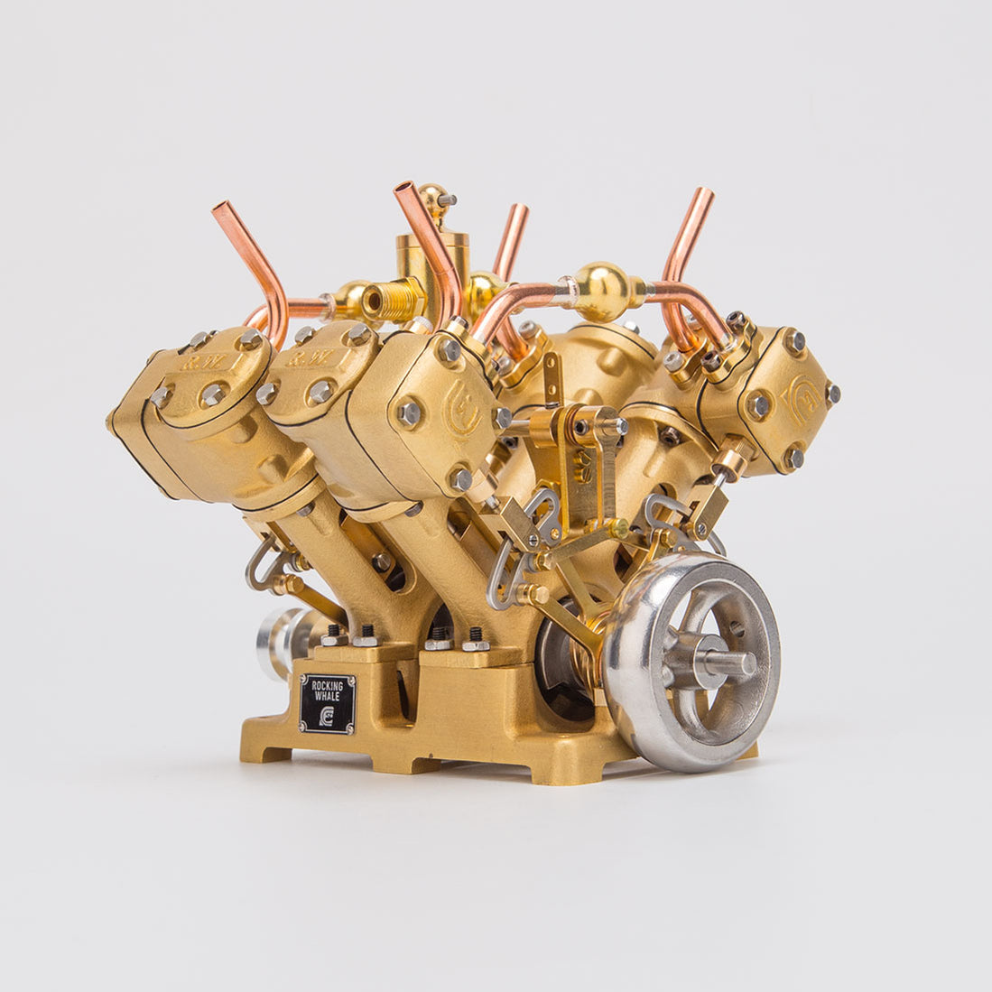 RW-V4 Mini V-Shape 4-Cylinder Reciprocating Steam Engine Model - EngineDIY