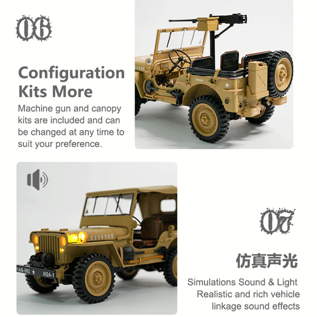 1/14 scale 2.4g u.s. willys rc simulation off-road car model with dual-speed switching