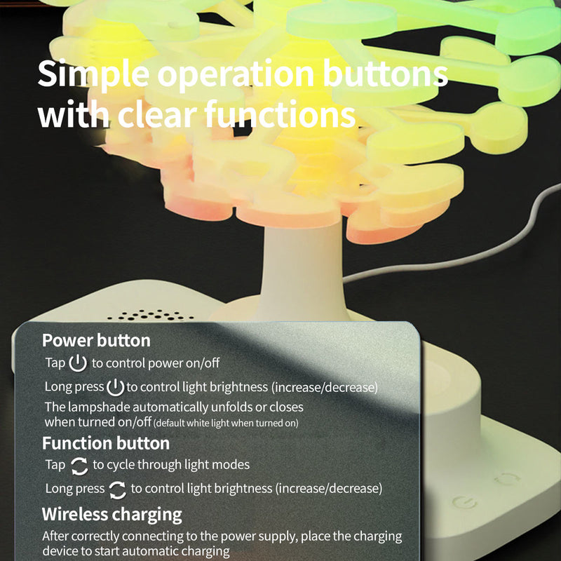 wireless fast charging spiral tree night light – creative desktop lamp, ambient bedroom decor