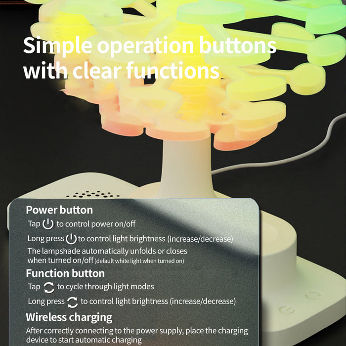 wireless fast charging spiral tree night light – creative desktop lamp, ambient bedroom decor