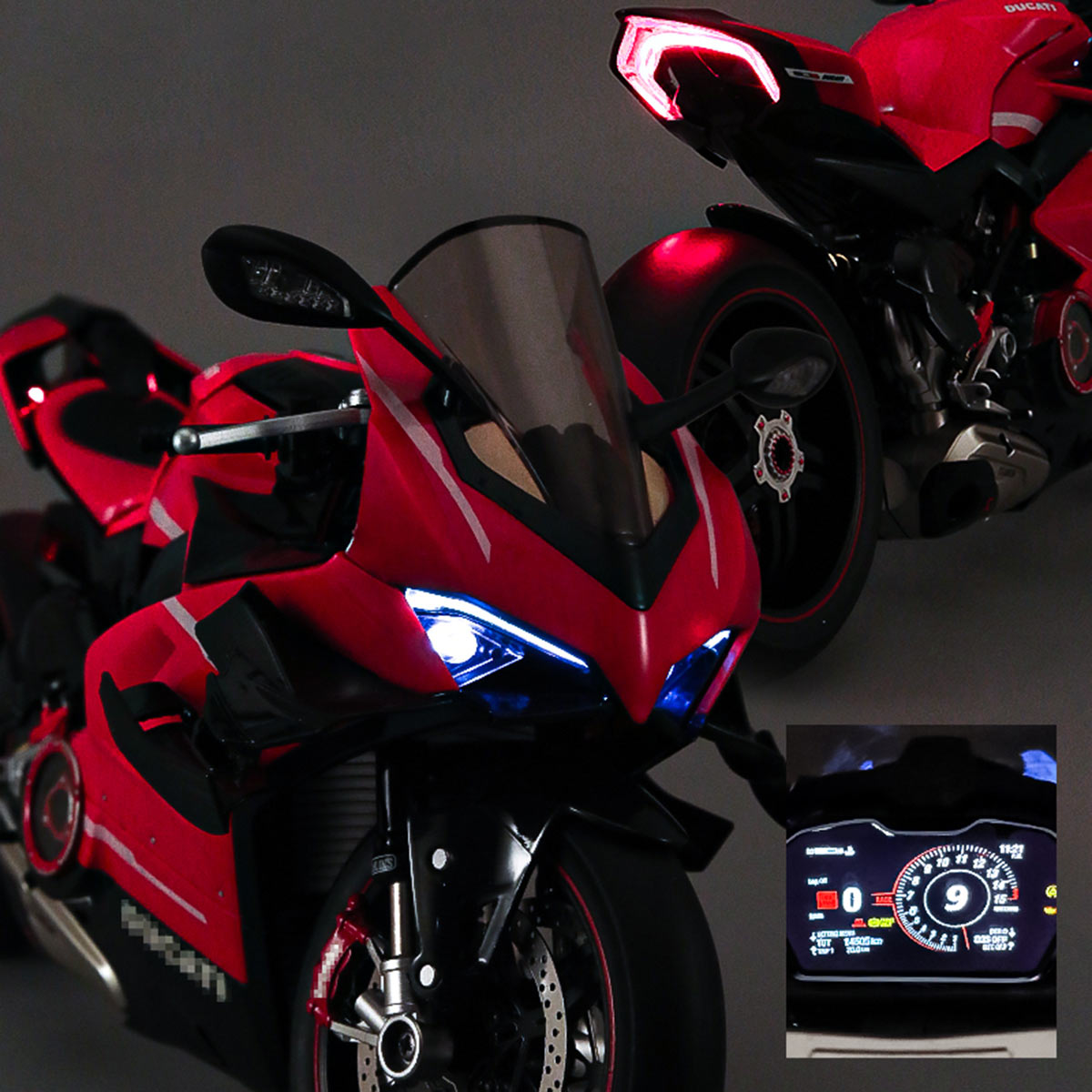 1/7 scale alloy dynamic motorcycle model v4 top edition with ignition system & smoke spray