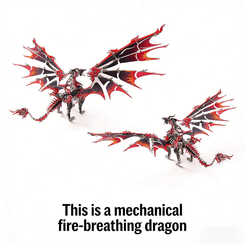 3D Metal DIY Mechanical Fire-Breathing Dragon Model Kit, Creative Trendy Display-200+PCS - EngineDIY