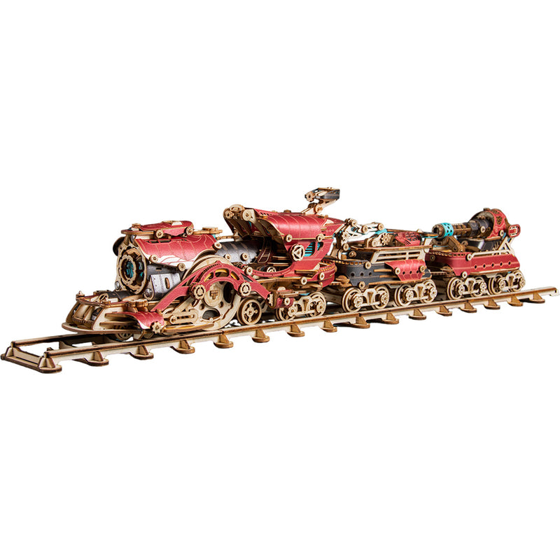 3d wooden steampunk victorian steam train model building kit 800+pcs with led light