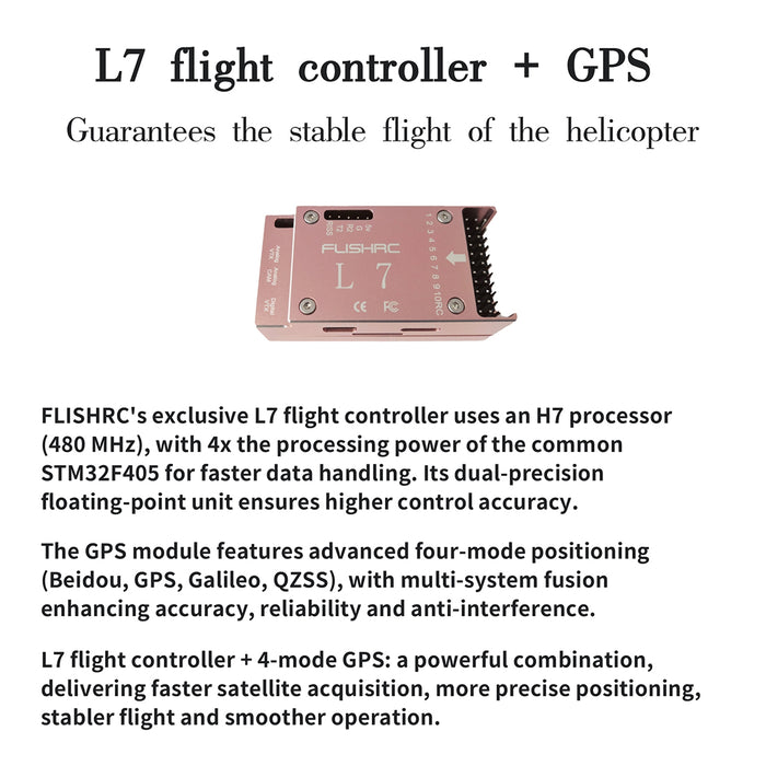 FLISHRC FL500 AH-6 Little Bird 500-Class 2.4G 6CH Scale RC Helicopter Model with L7 Flight Controller and 4-Mode Positioning GPS RTF