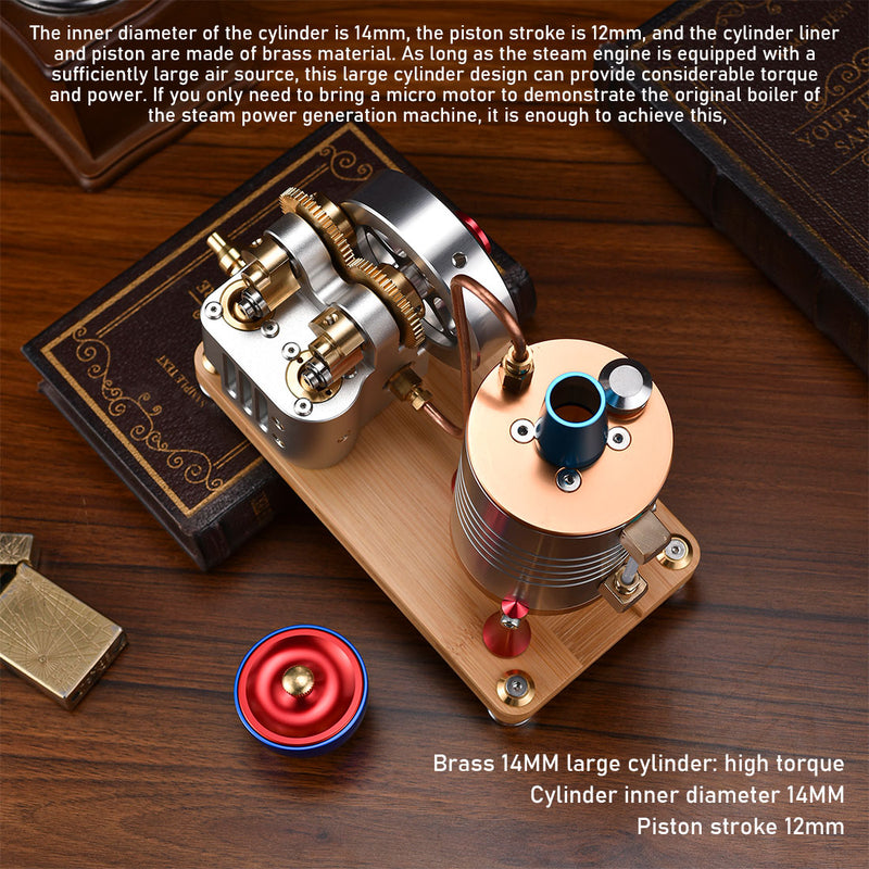 Retro All-metal Vertical Twin-Cylinder Steam Engine Model with Dynamic Balanced Crankshaft RTR STEM Model - EngineDIY