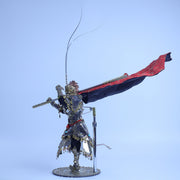 3d metal monkey king sun wukong mecha model kit, diy assembly collectible figure with cloak and staff, articulated desktop display for adults (2600+pcs)