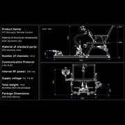 h17 helicopter flight simulator controller, 17ch edgetx transmitter with cnc metal frame, collective pitch lever, cyclic stick & foot pedals