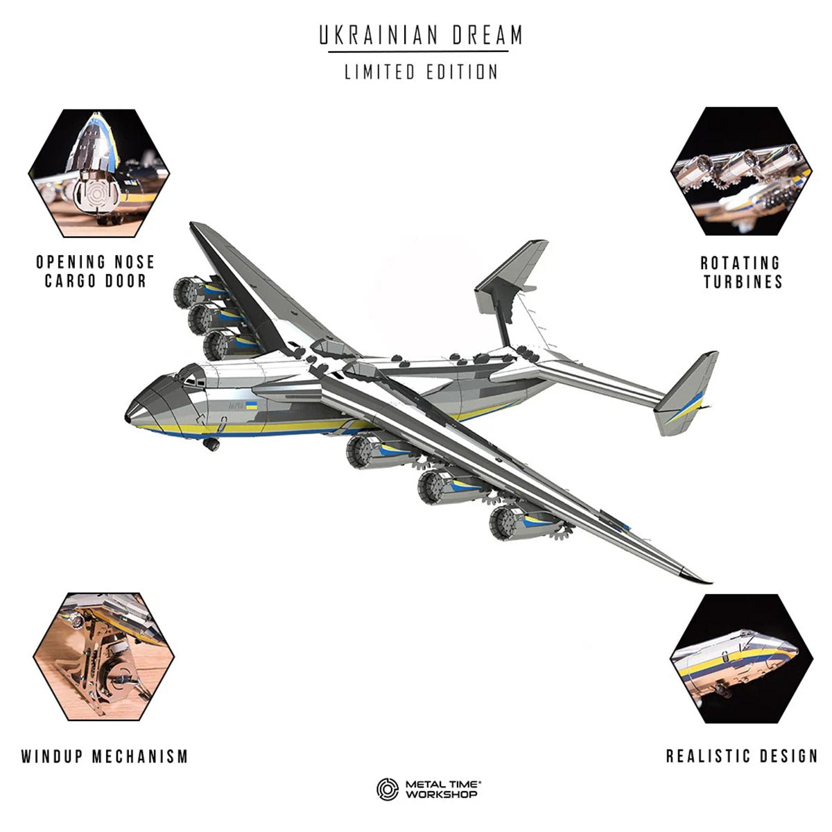 3d metal an-225 mriya aircraft model Kit, collectible desktop display for aviation lovers-270pcs