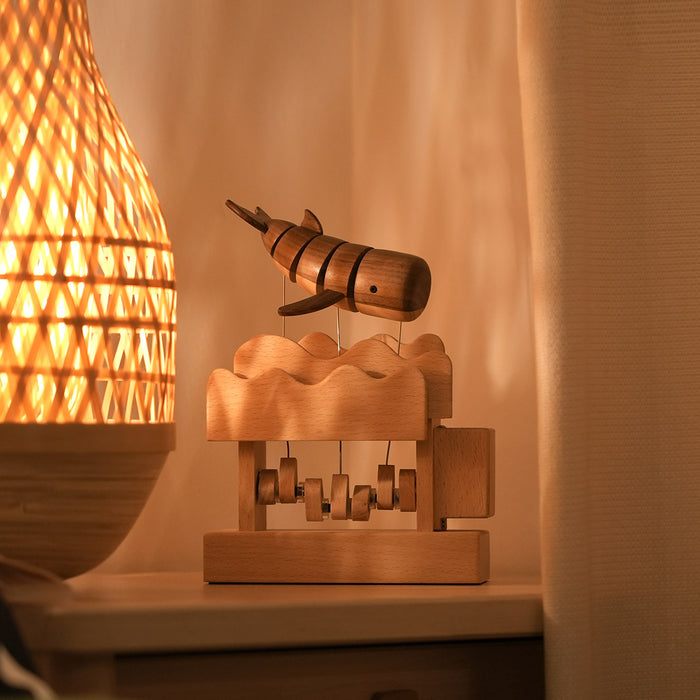 wooden whale dynamic model - desktop stress relief display