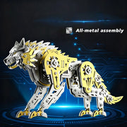 3d metal puzzle mechanical wolf kit-steampunk creature model with movable joints,desktop display collectible mechanical figure