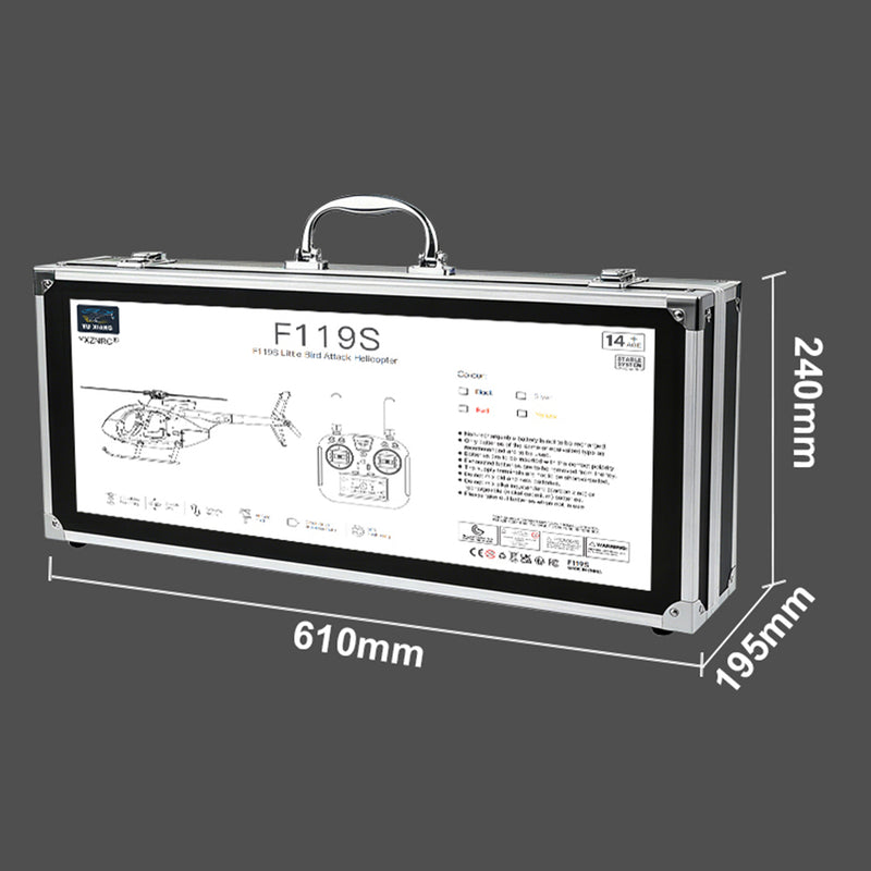 YU XIANG F119S MD500 1/16 Scale 250-Class RC Little Bird Helicopter – Flybarless 2.4G 9CH RTF Model with 6G/3D Flight Modes - EngineDIY