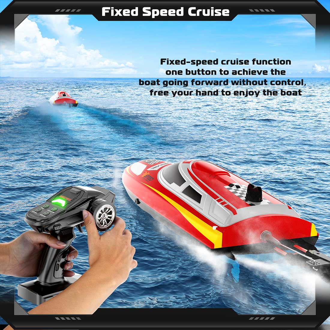 2.4ghz Remote Control Speedboat - 30km/H High-Speed Electric Racing Boat With Led Night Lights