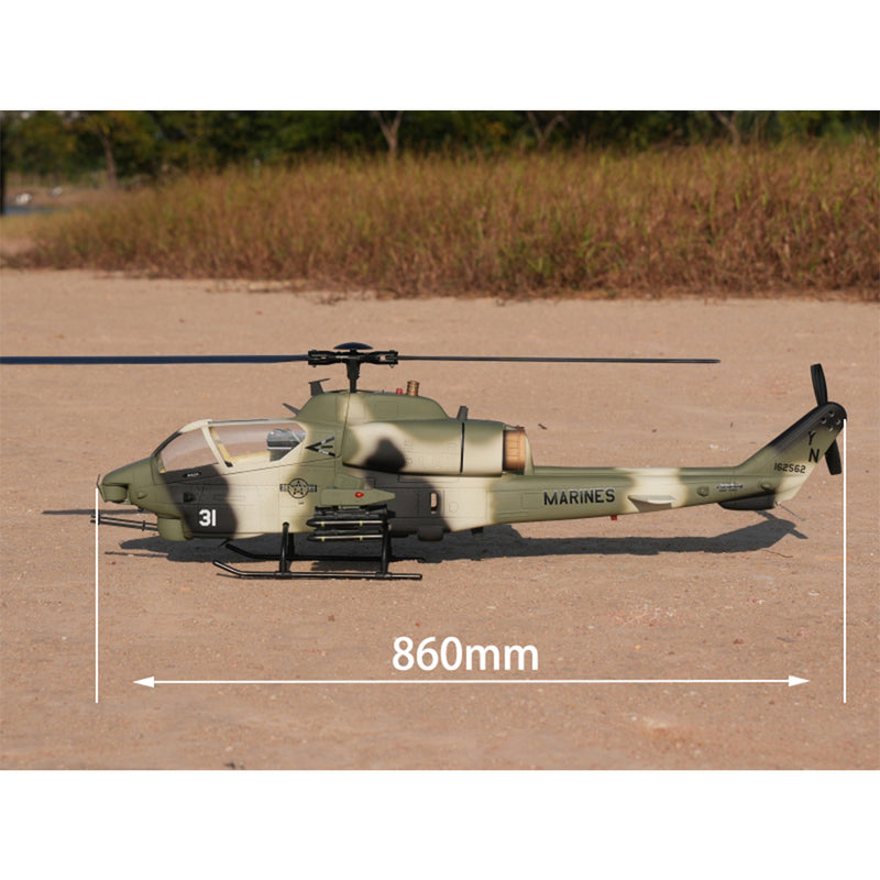 WOLFBUSH&ROBAN AH-1W Cobra 470-Class RC Helicopter-2.4G 6CH Dual-Rotor RC Military Model with GPS Positioning, Synchronized Turret & Left/Right-Hand Control RTF - EngineDIY