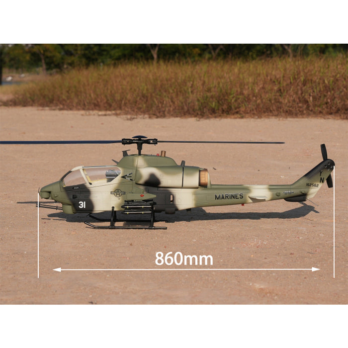 WOLFBUSH&ROBAN AH-1W Cobra 470-Class RC Helicopter-2.4G 6CH Dual-Rotor RC Military Model with GPS Positioning, Synchronized Turret & Left/Right-Hand Control RTF - EngineDIY