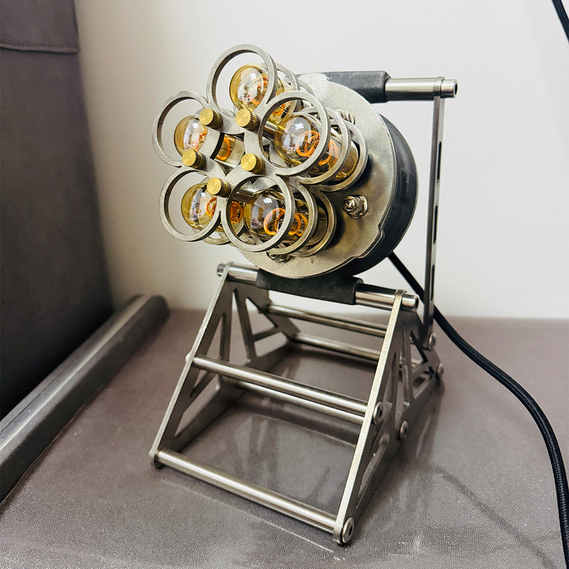 repurposed automotive ac compressor steampunk table lamp