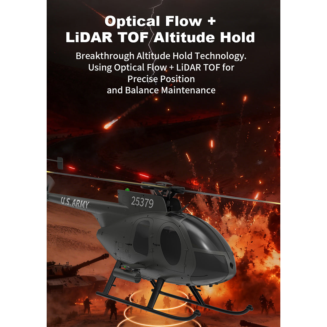 YU XIANG F119S MD500 1/16 Scale 250-Class RC Little Bird Helicopter – Flybarless 2.4G 9CH RTF Model with 6G/3D Flight Modes