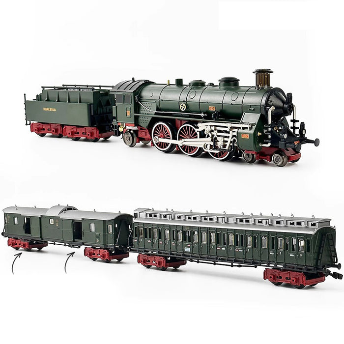 alloy electric train set model with carriage and long track - gift for boys and girls