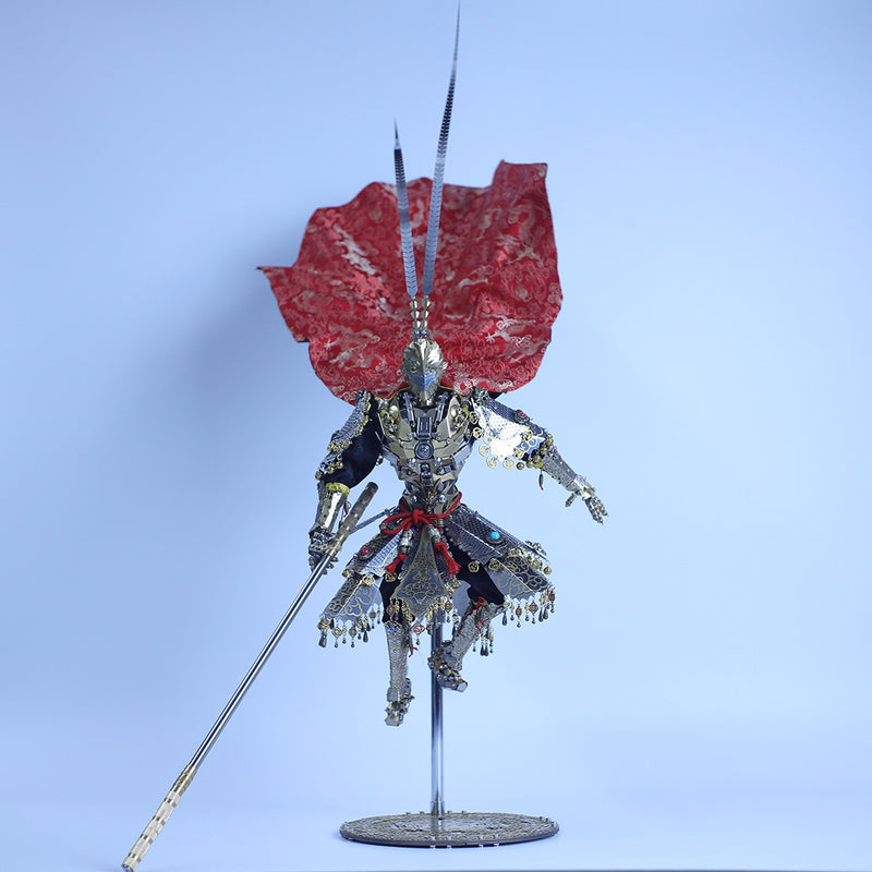 3d metal monkey king sun wukong mecha model kit, diy assembly collectible figure with cloak and staff, articulated desktop display for adults (2600+pcs)