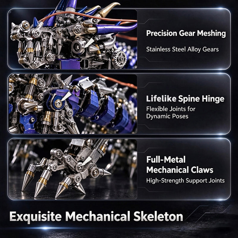punkbuild mechanical qilin metal model kit with led lights
