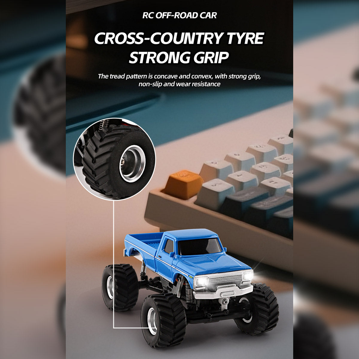 1/36 scale 2.4g 4wd proportional rc off-road car – led lights, long battery life