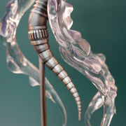 steampunk mechanical jellyfish sculpture with remote control led light, industrial desktop decor