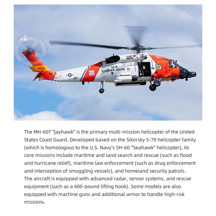 FLYWING MH-60T 2.4G 6CH 470-Class Quick-Release 4-Rotor Scale RC Military Helicopter Model with ACE Flight Controller, GPS Positioning & Left/Right-Hand Control