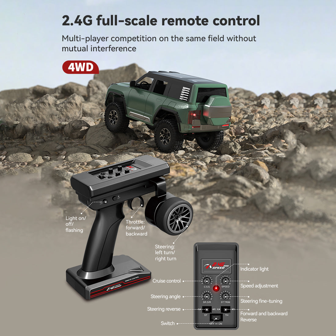 1/24 scale 2.4g full-time 4wd full-proportional rc off-road car rtr version miniature model gifts