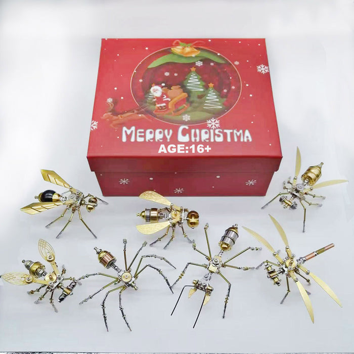 3D Metal Puzzle DIY Mini Steampunk Small Insects Metal Assembly Model Kits Christmas Set